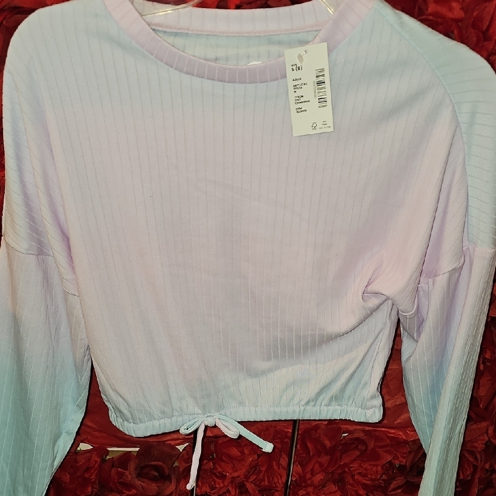 Sugar & Jade NWT Pastel Ombre Long Sleeve Top Tie Waist Size Small (8)